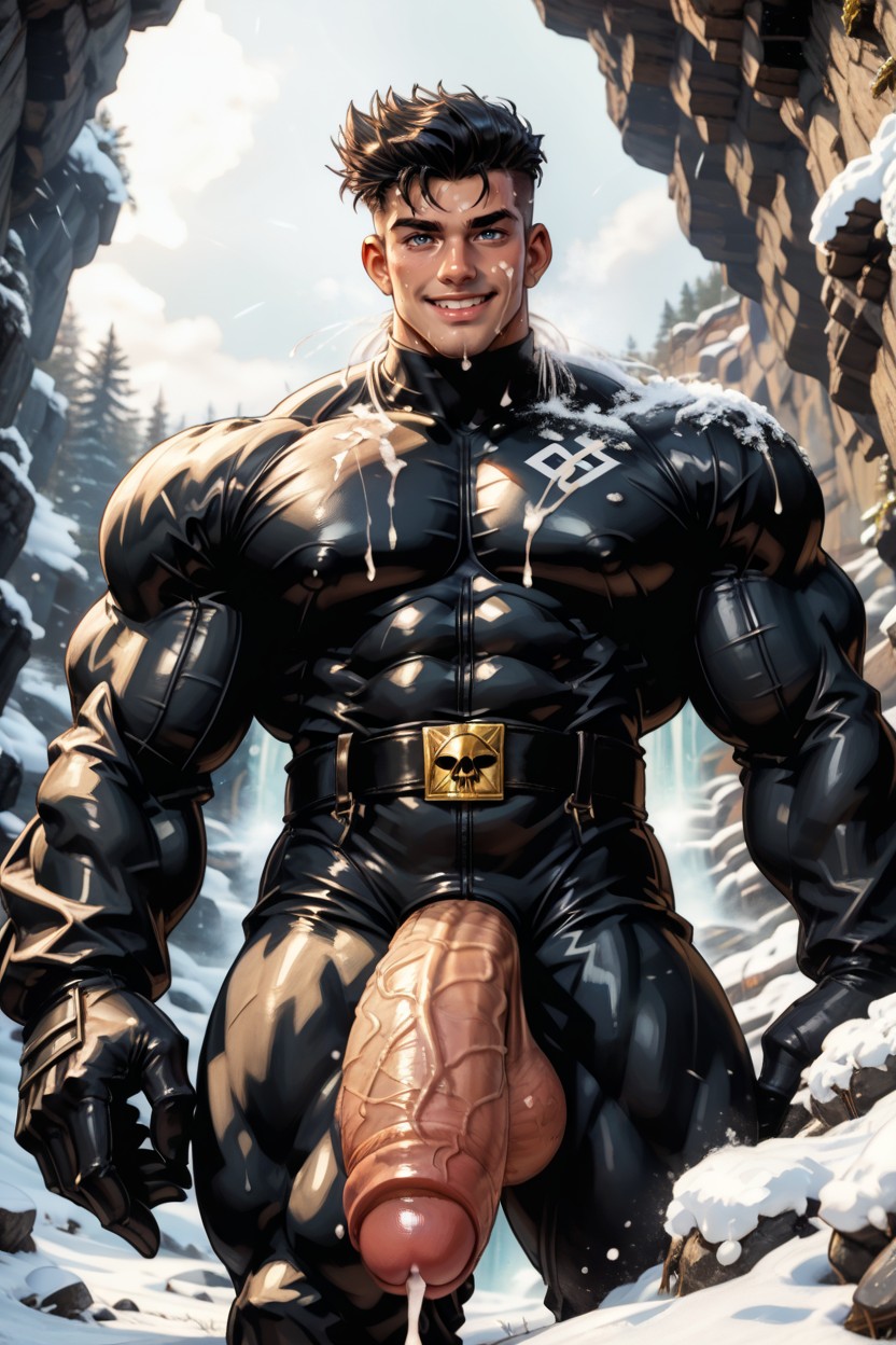 Sweating, Huge Pecs, Huge Hands AI Gay Porn
