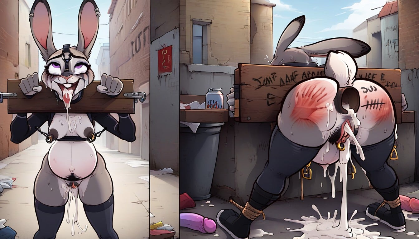 Clitoris Is Pulled Up, Exposed Breasts, Nipple Clamps Furry AI Porn