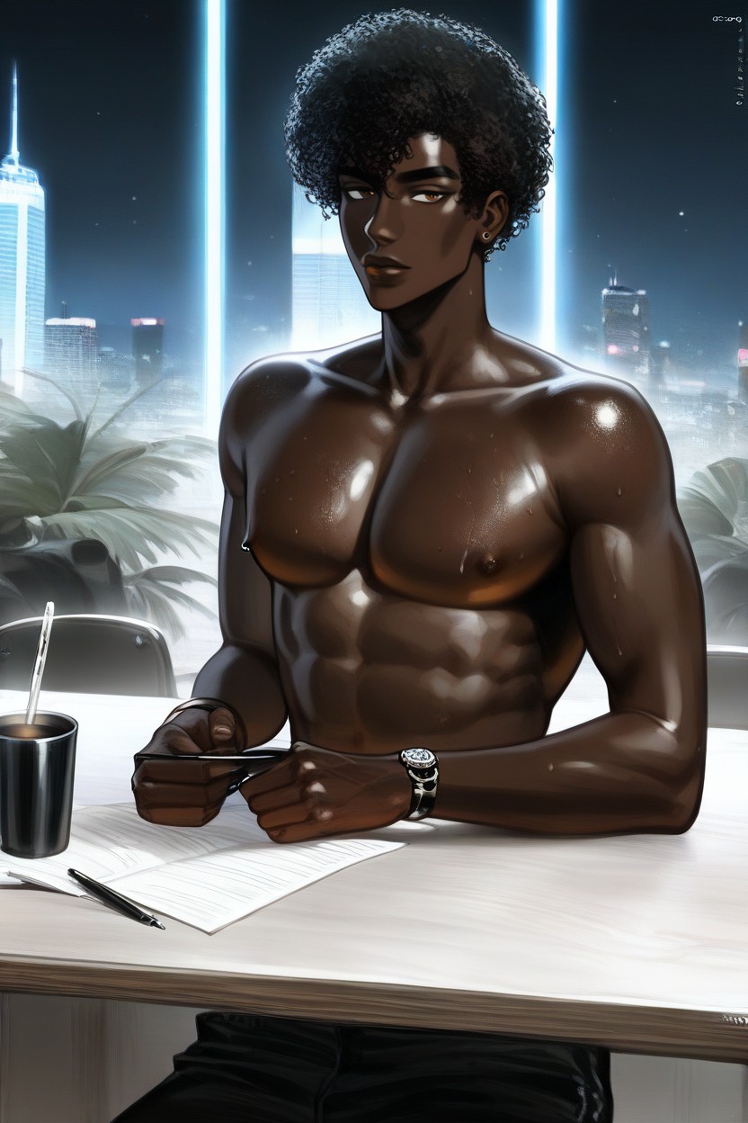 Very Dark Complexion, Very Dark Complexion, African AI Gay Porn