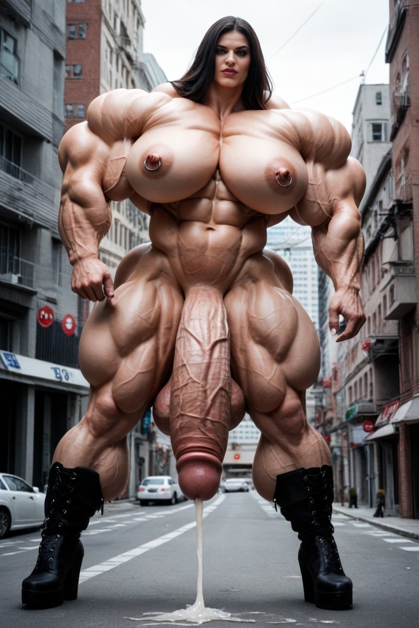 Cumming Alot, Hyper Testicles, Nipple Piercings Shemale AI Porn