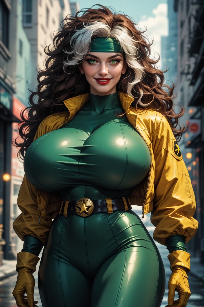 Green Bodysuit, Cartoon_x_mens_rogue, Two-tone Hair Hentai IA