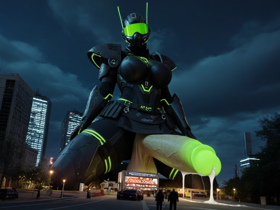 18+, Massive Balls, She Is Wearing Futuristic Anime-style Outfit AI Porn