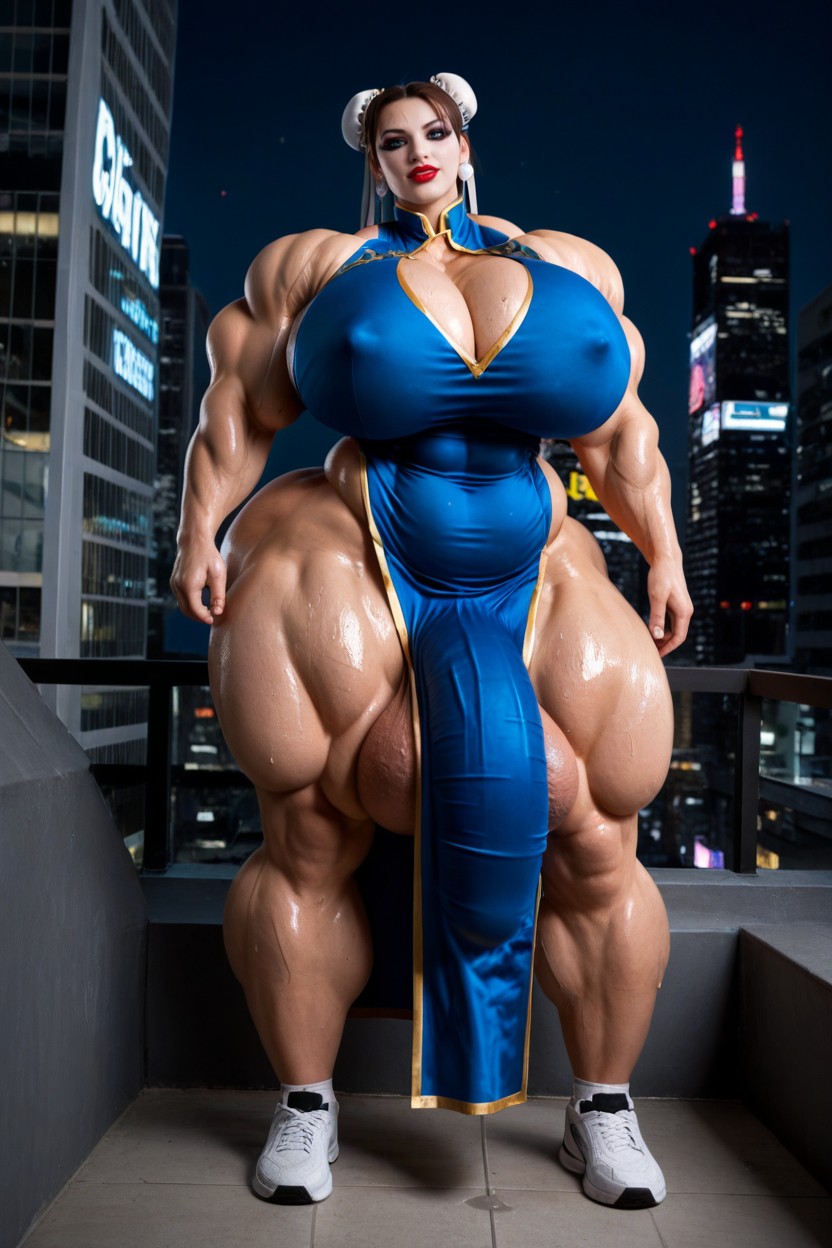 Max Extreme Hyper Massive Legs, Excessive Sweat, Oiled Skin AI Porn