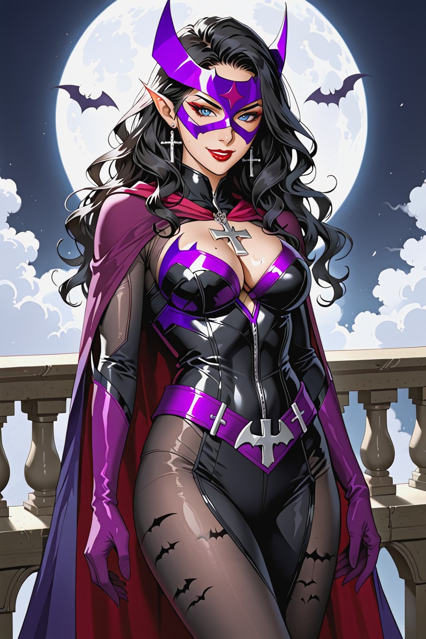 Pointed Ears Mask, Full Red Lips, Lewd Evil Smile AI Porn