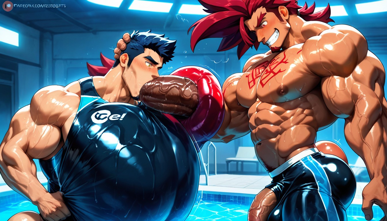 Hyper Exaggerated Gigantic Muscle Physique, Perfect Anatomy, Bubble Butt AI Gay Porn