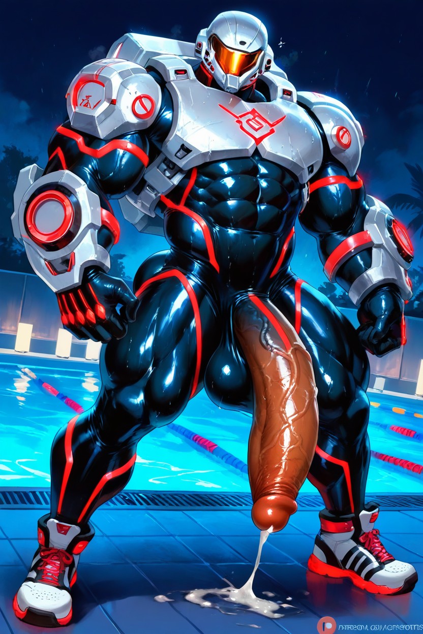 Hyper Exaggerated Gigantic Muscle Physique, Long Bulge, Oversized Muscles AI Gay Porn