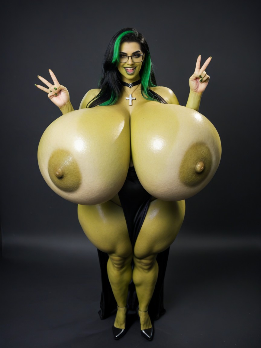 Gigantic Natural Hyper Breasts, Looking At Viewer, Shego AI Porn