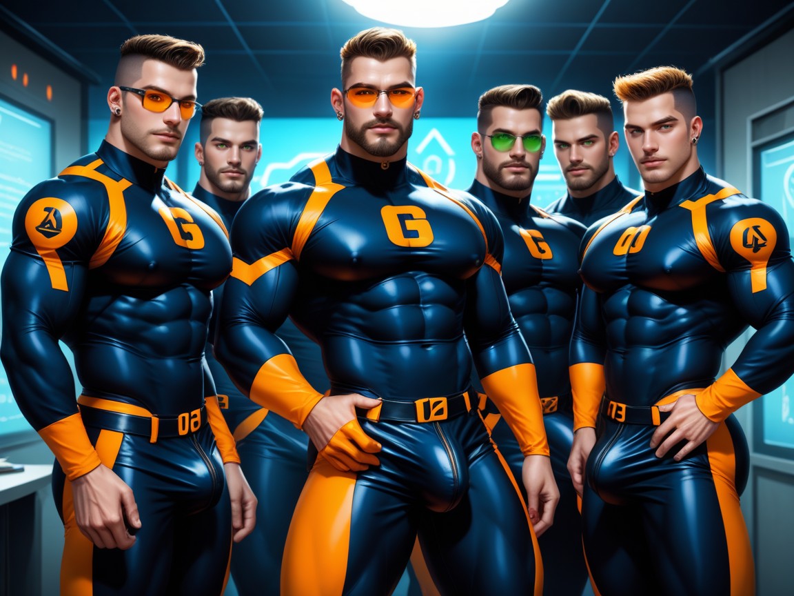Massive Engorged Cock Bulge Under Clothes, Biohazard And Radiation, Bodysuit Is Extremely Form Fitting AI Gay Porn