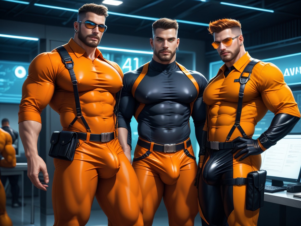 Skintight Clothing, Background Is An Underground Government Research Laboratory, Aggressive AI Gay Porn