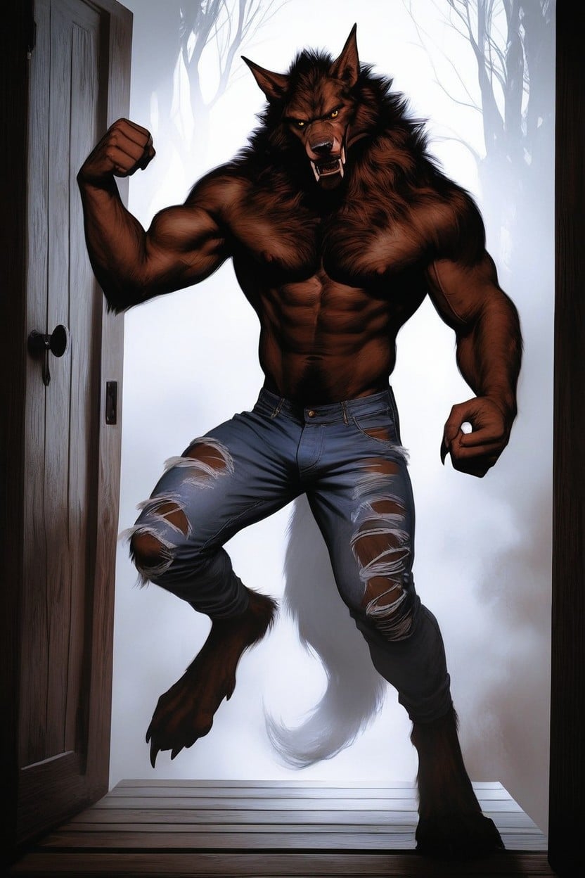 Door Ripped Off Hinges, Massive Broad Shoulders, Hyper-realistic AI Gay Porn