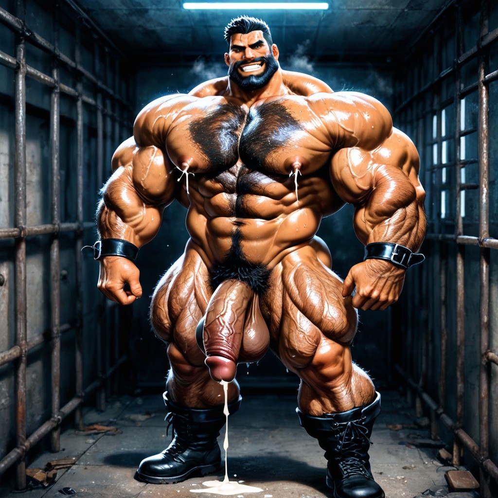 Hyper Hairy Body, Realistic Face, Smug Expression AI Gay Porn