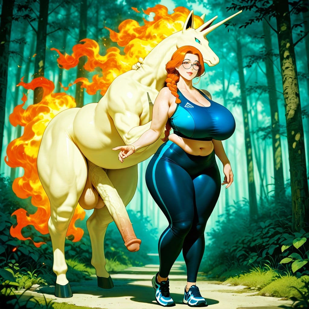 Woman Stands Near Rapidash, Rapidash Pokemon, Slightly Parted Lips AI Gay Porn