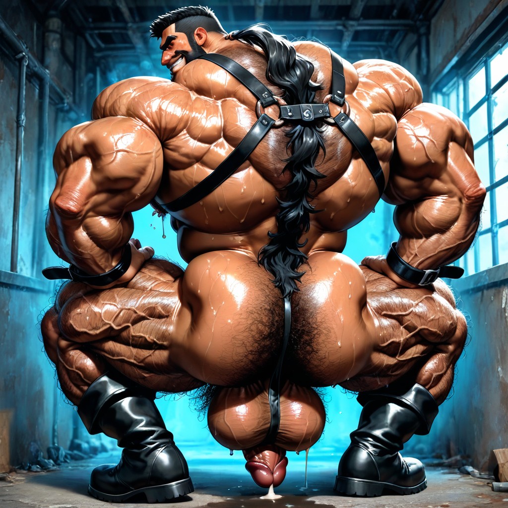 Hyper Hairy Body, Huge Balls, Cock Ring AI Gay Porn