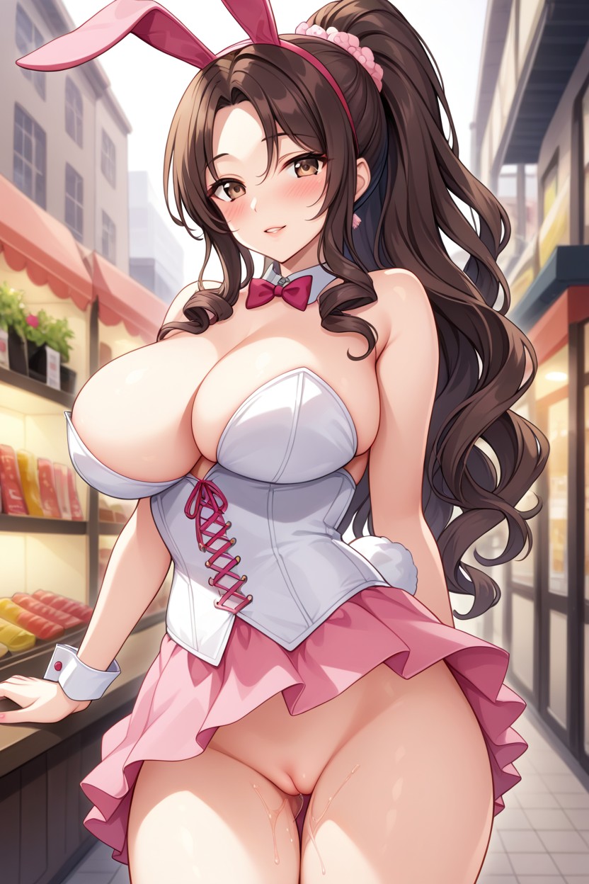 Low Waisted Puffy Pink Skirt, Brunette, Dutch Hentai AI Porn