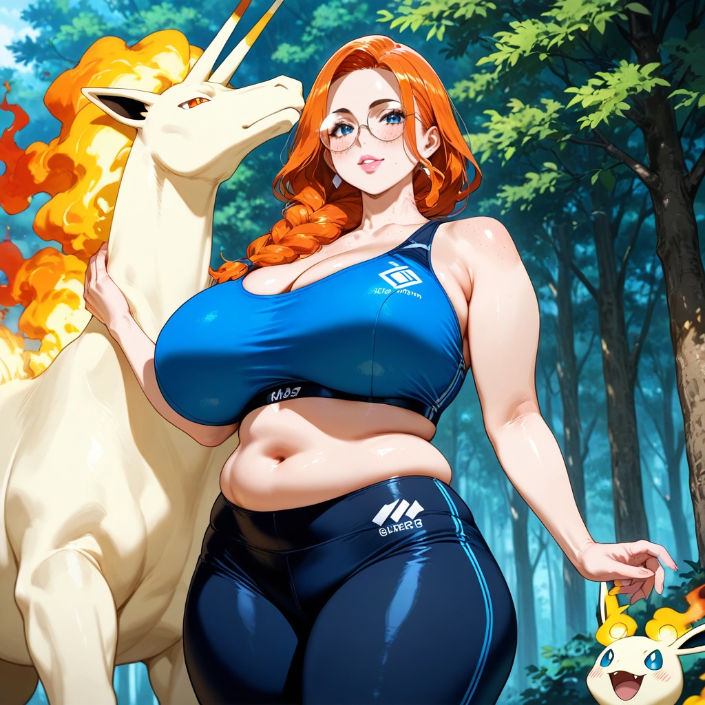 Bust Shot, Freckles Covering Face, Rapidash Looks At Woman AI Gay Porn