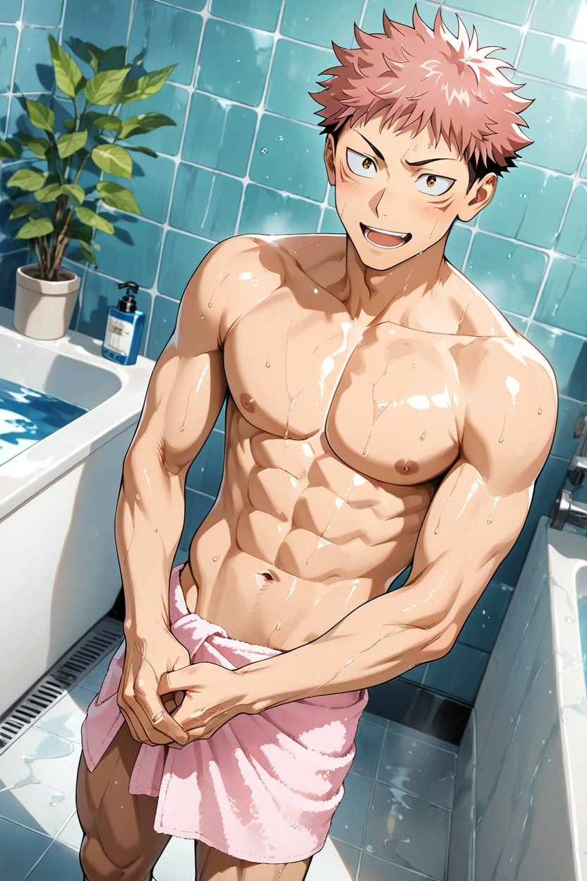 Fit Body, Itadori Yuuji, Sweating AI Gay Porn