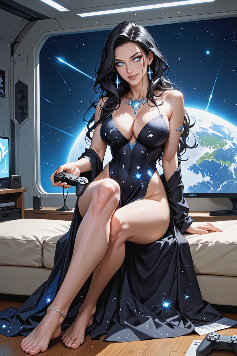 Naked Shoulders, Bright Eyes, Spaceship Hentai AI Porn