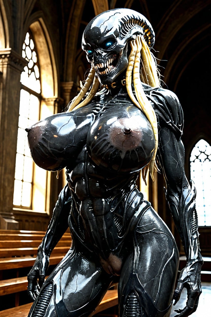 Naked, In Church, Blonde Hair AI Porn