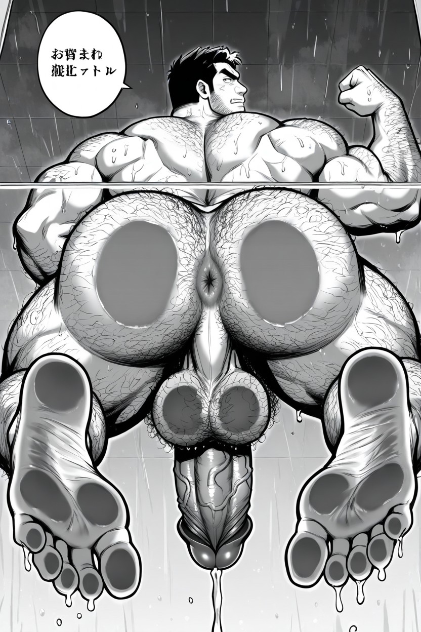 Hunk, Soles Of Feet On Glass Platform, White Frame Panel AI Gay Porn