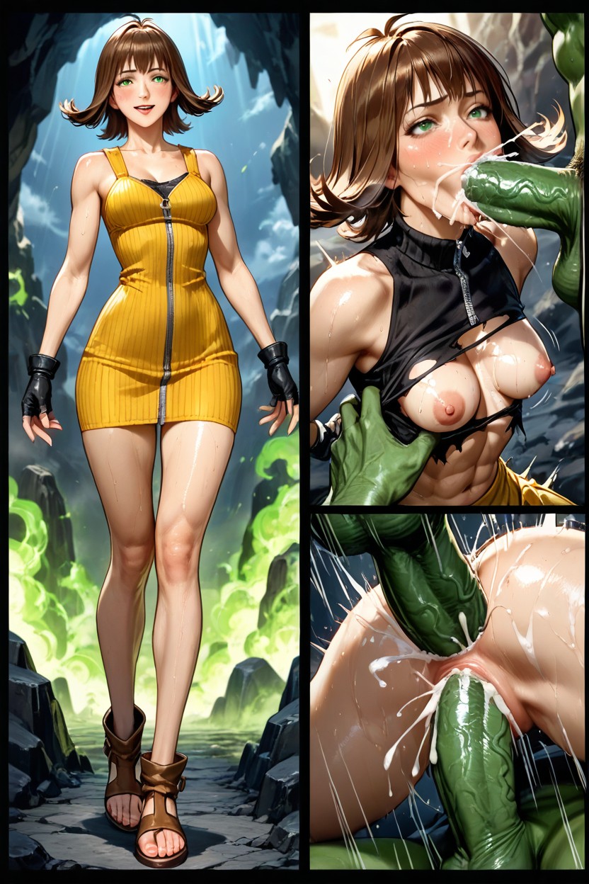 Hyper Tall Woman, Matching Fingerless Gloves, Masterful Aesthetic Hentai AI Porn