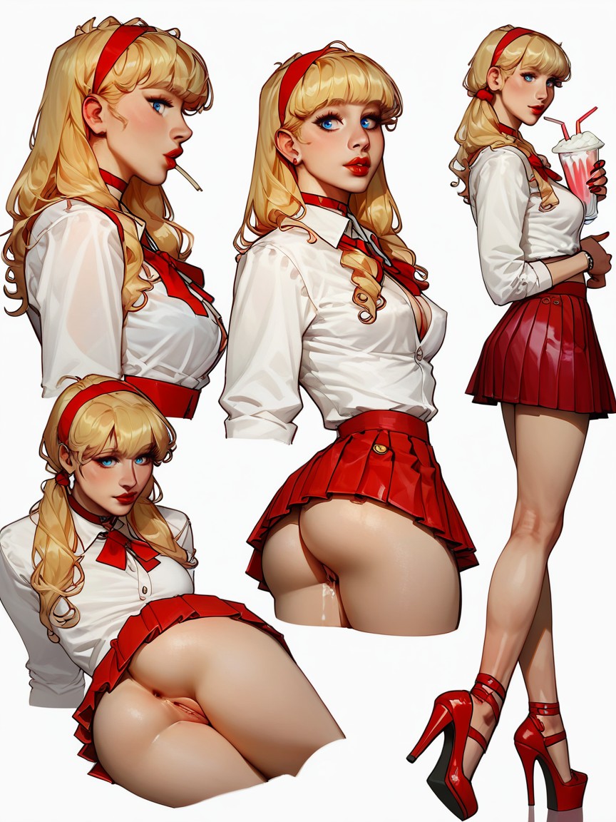 Surprised, Dünn, Upskirt View KI Porno