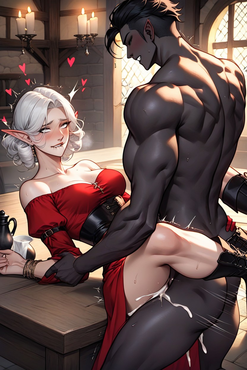 Shivering, Medieval Tavern, Fuck On Table Hentai AI Porn