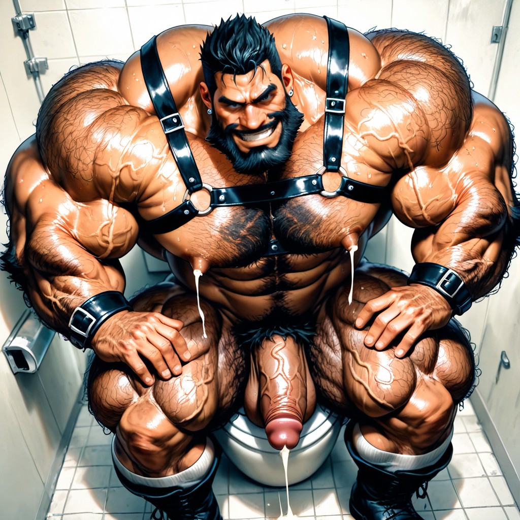 Extreme Hairy Legs Muscle Structure, Extreme Hairy Chest, Side View AI Gay Porn