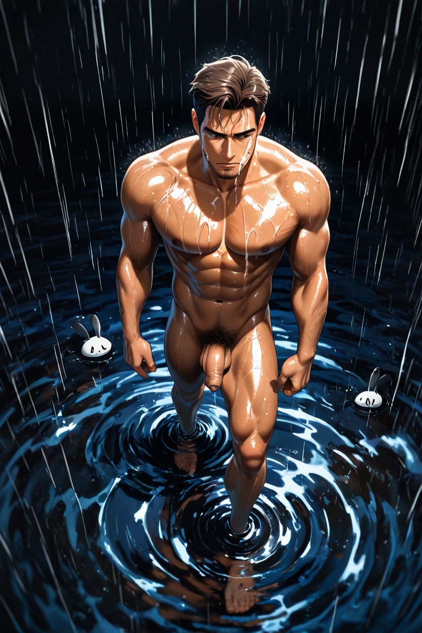 Shiny, Front Side View, Rain Porno gay IA
