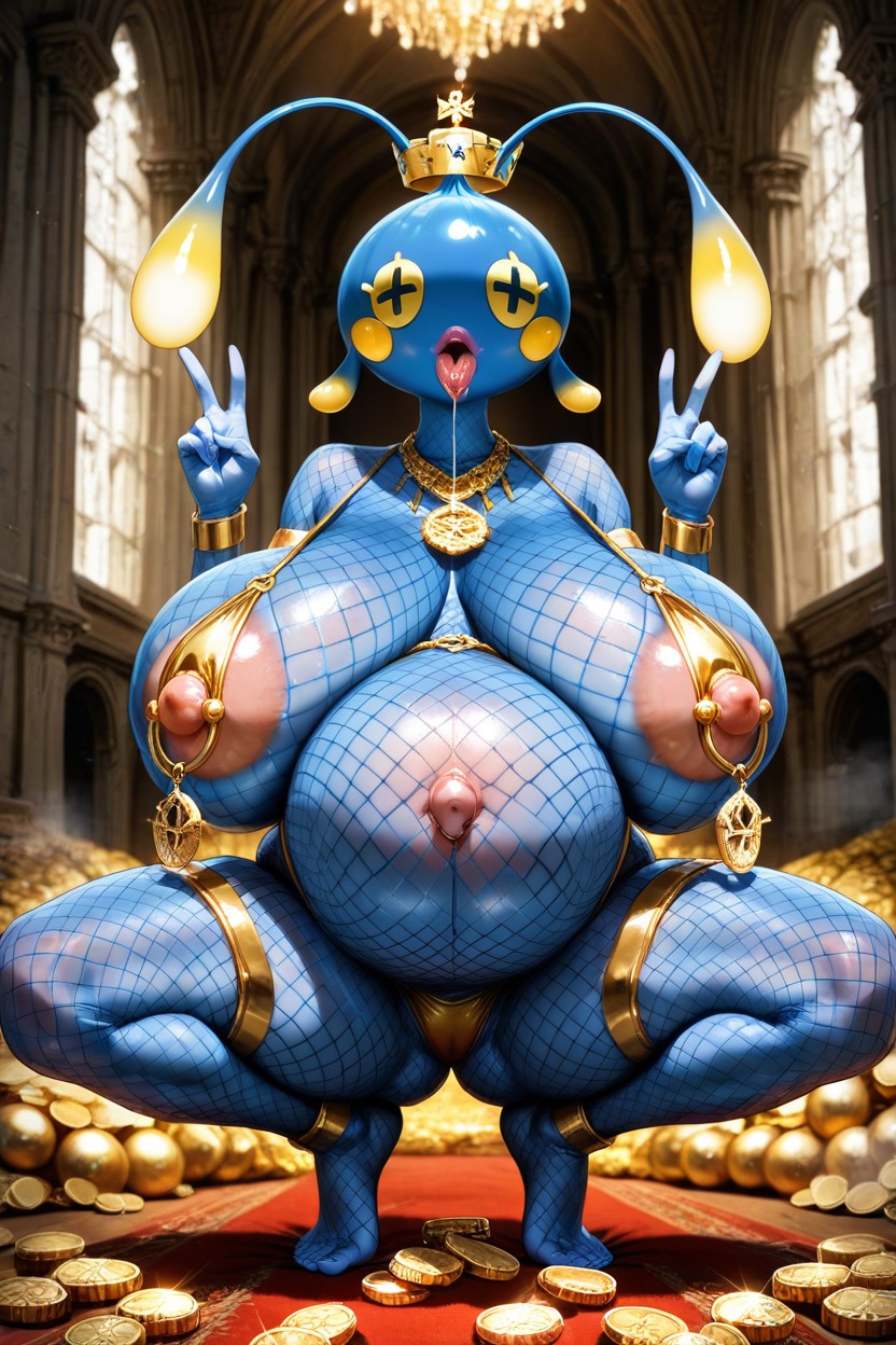 Puffy Bimbo Lips, Belly Inflation, Golden Crown Hentai AI Porn