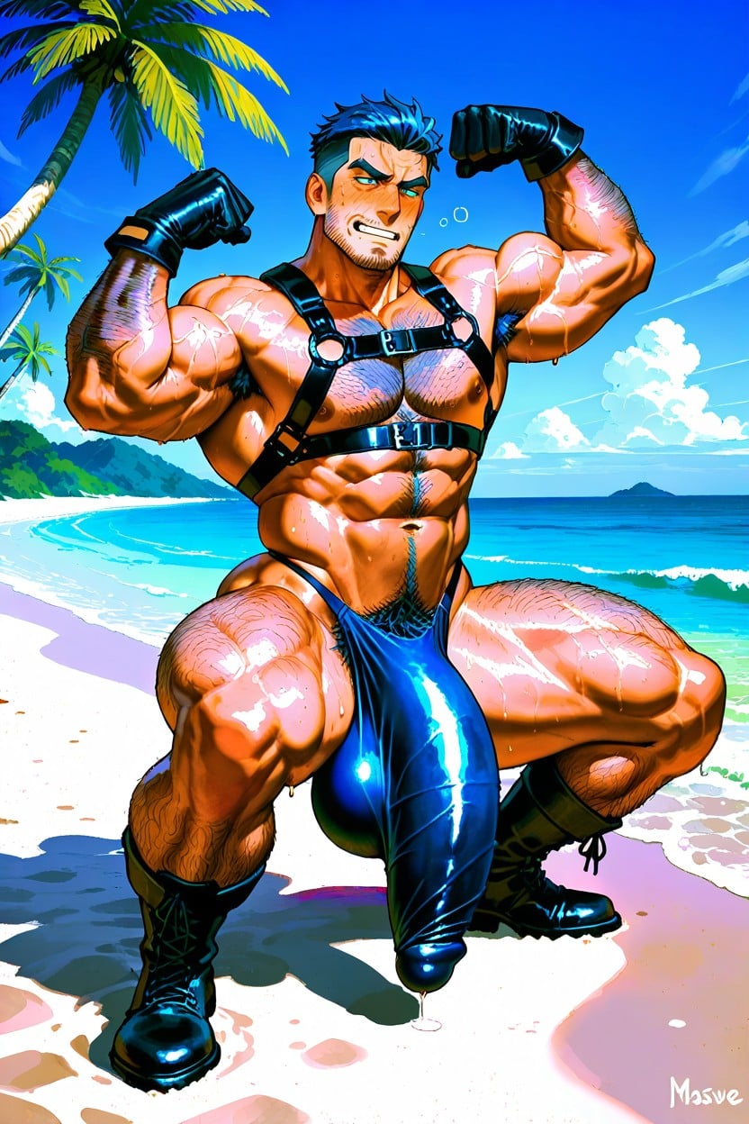 Stubble, Chest Hair, Thong AI Gay Porn