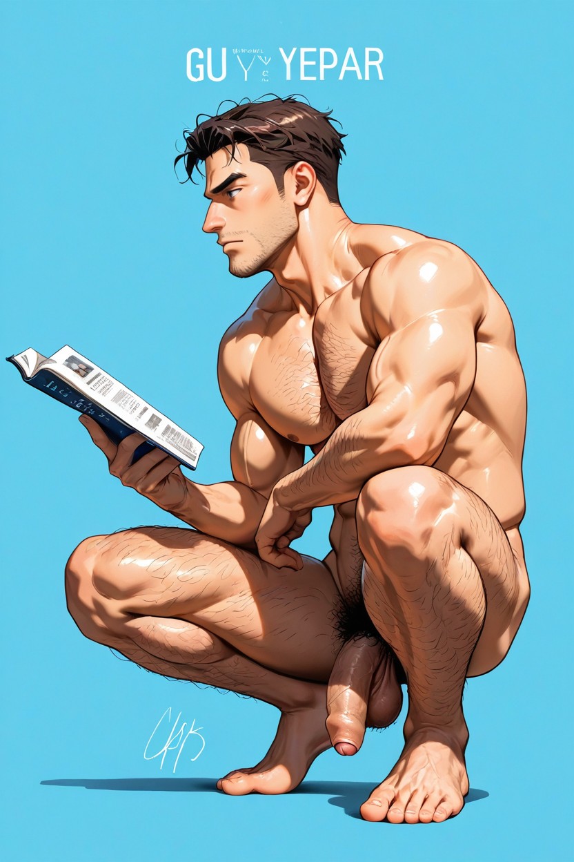 Messy Hair, Solo, Minimalist Style AI Gay Porn