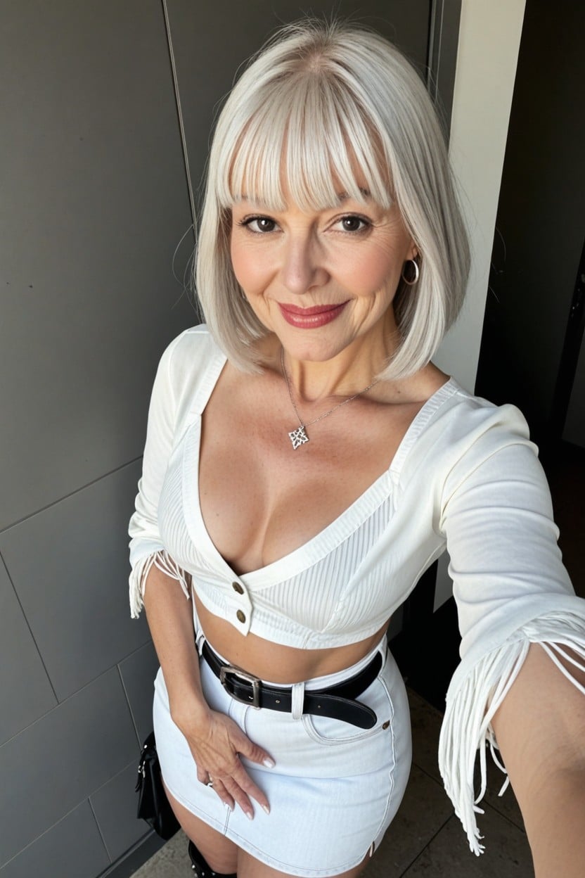 Albino Skin, Skirt, Fringe Bangs Porno IA