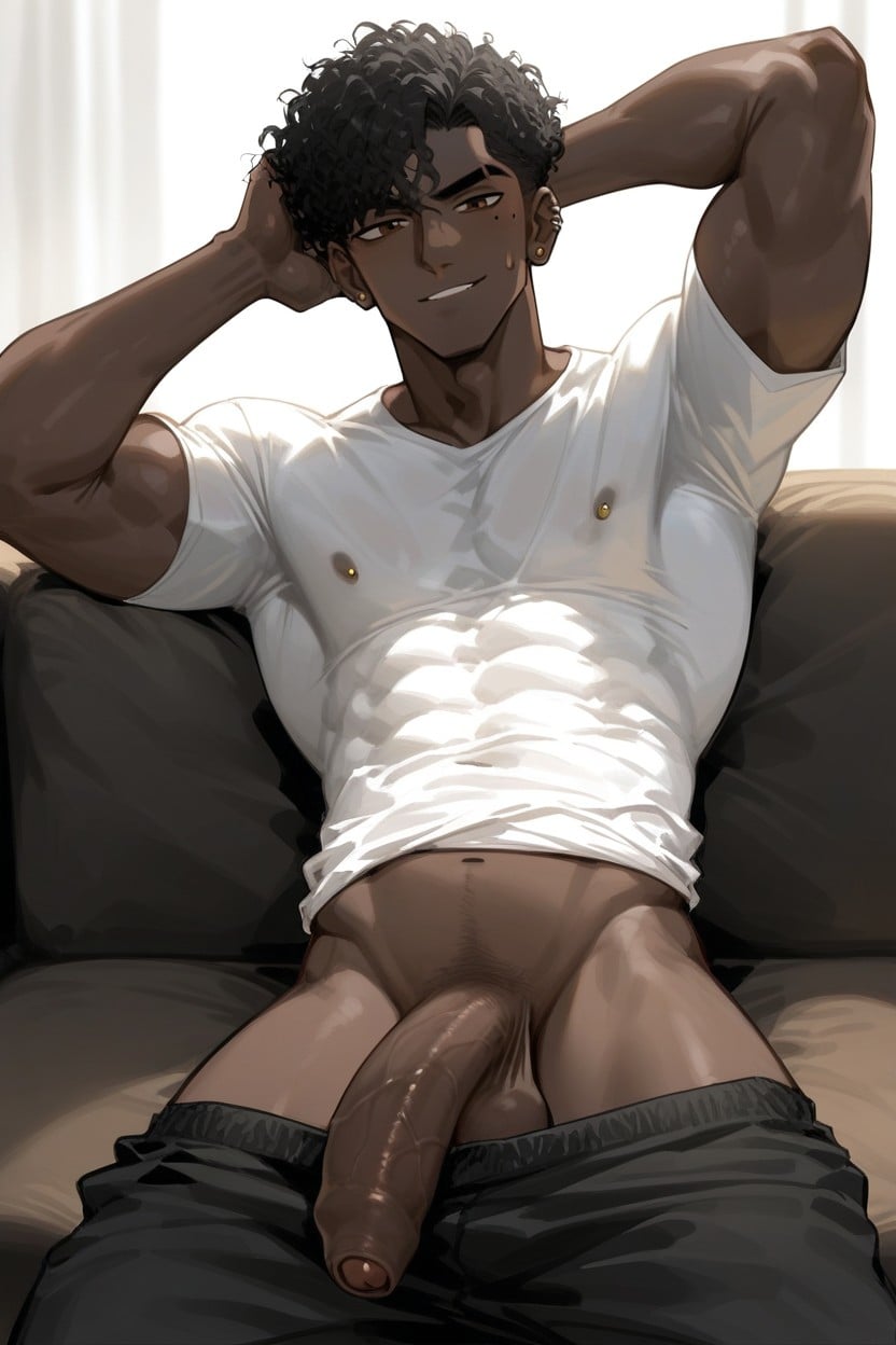 Loose Shirt, Laying On Sofa, 18+ AI Gay Porn