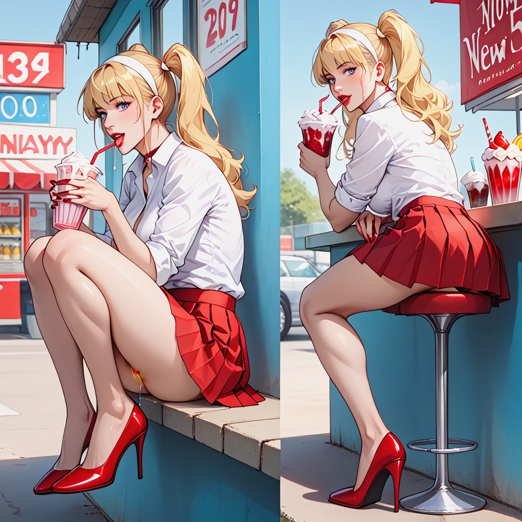 Ass Exposed, Blonde Hair, Americana AI Porn