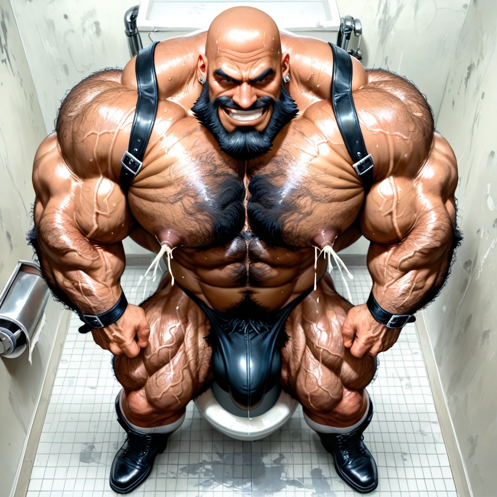 Bathroom Stall, Face Visible, Beard AI Gay Porn