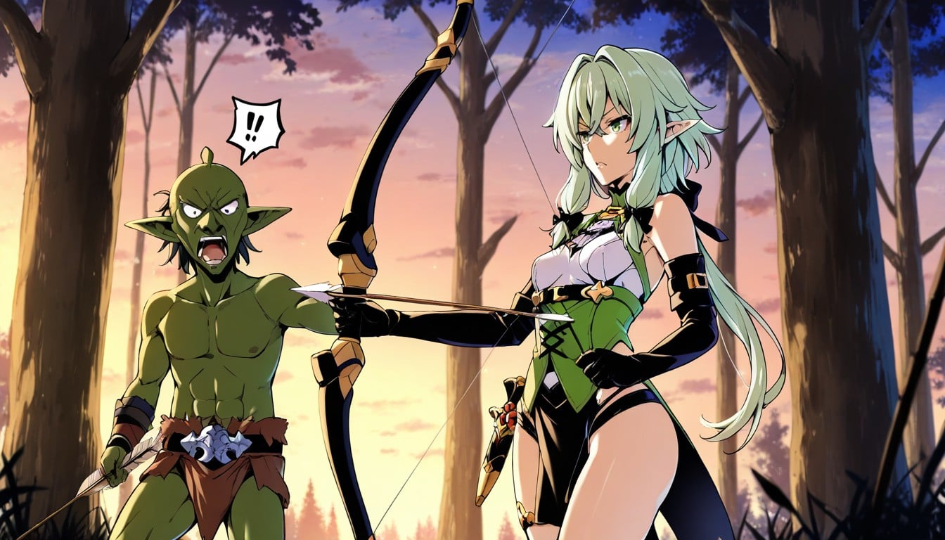 Exclamation Mark, Fantasy Atmosphere, Female Taller Than Goblin Hentai AI Porn