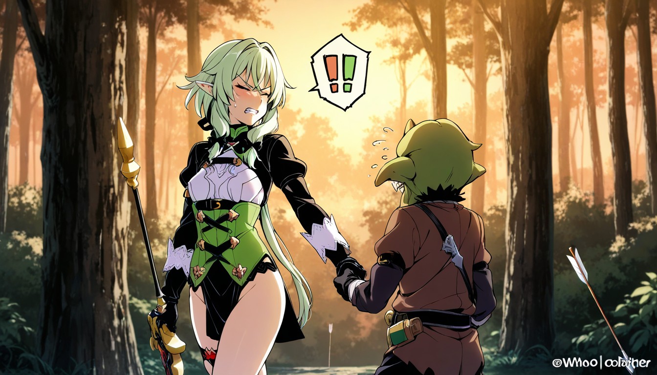 The Goblin Tackles The Female, Female With Bow Fromgoblin Slayer, Taller Female Hentai AI Porn
