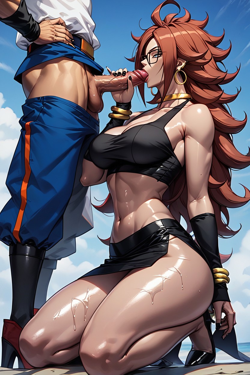 Black Skirt, Goku's Muscular Body, Oiled Skin Hentai AI Porn