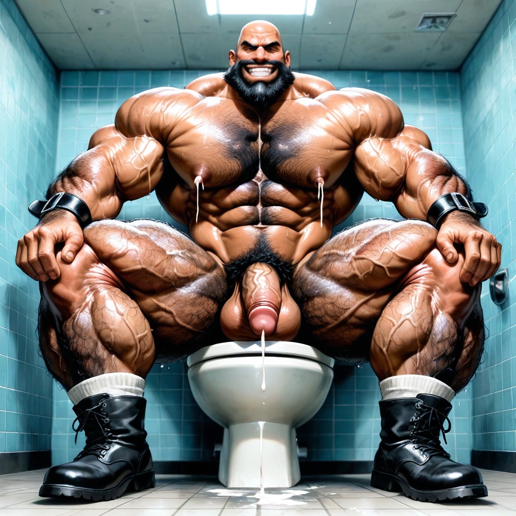 Hyper Detailed Genitalia, Bathroom Stall, Textured AI Gay Porn