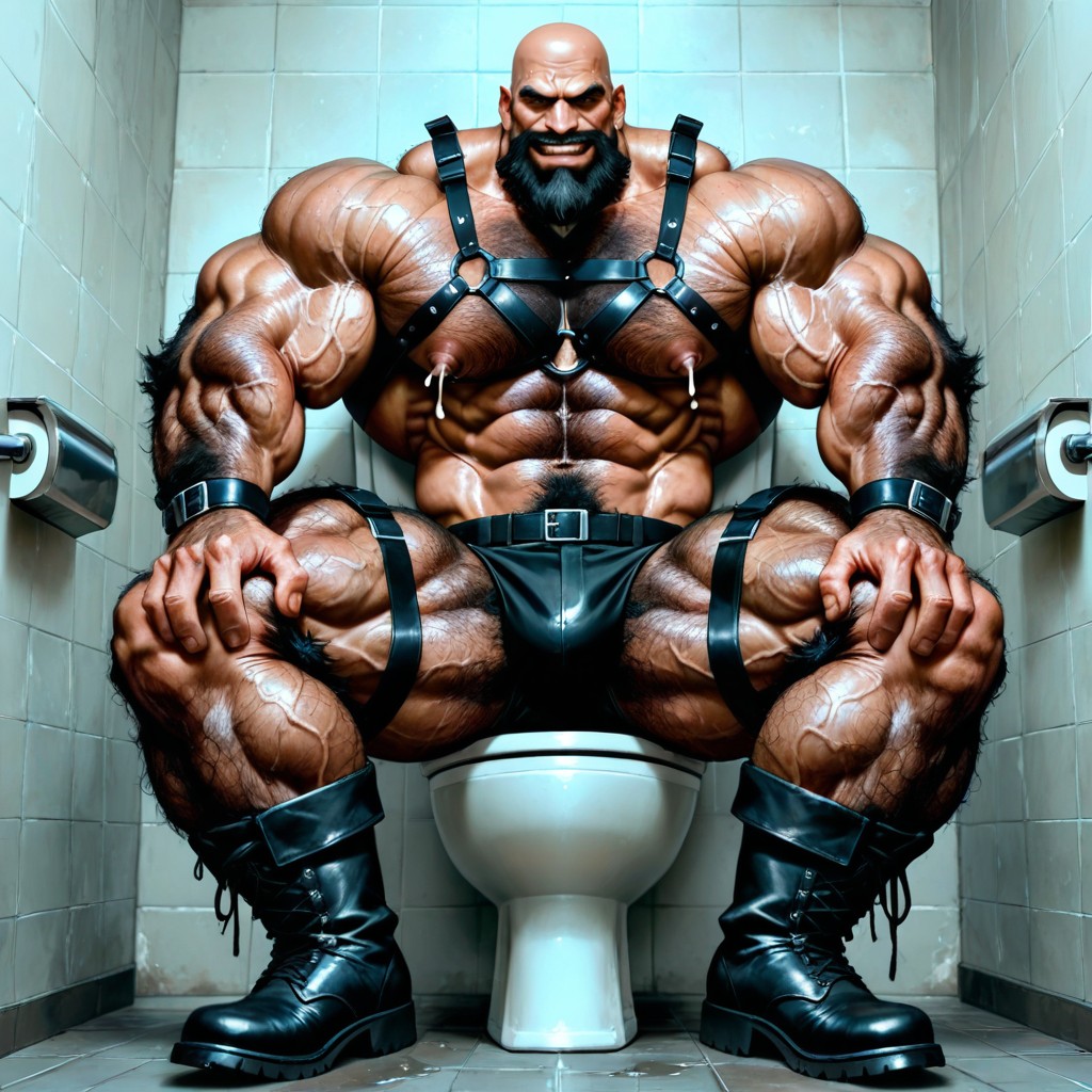 Sweat Dripping From Face, Bodybuilder, Veiny Muscles AI Gay Porn