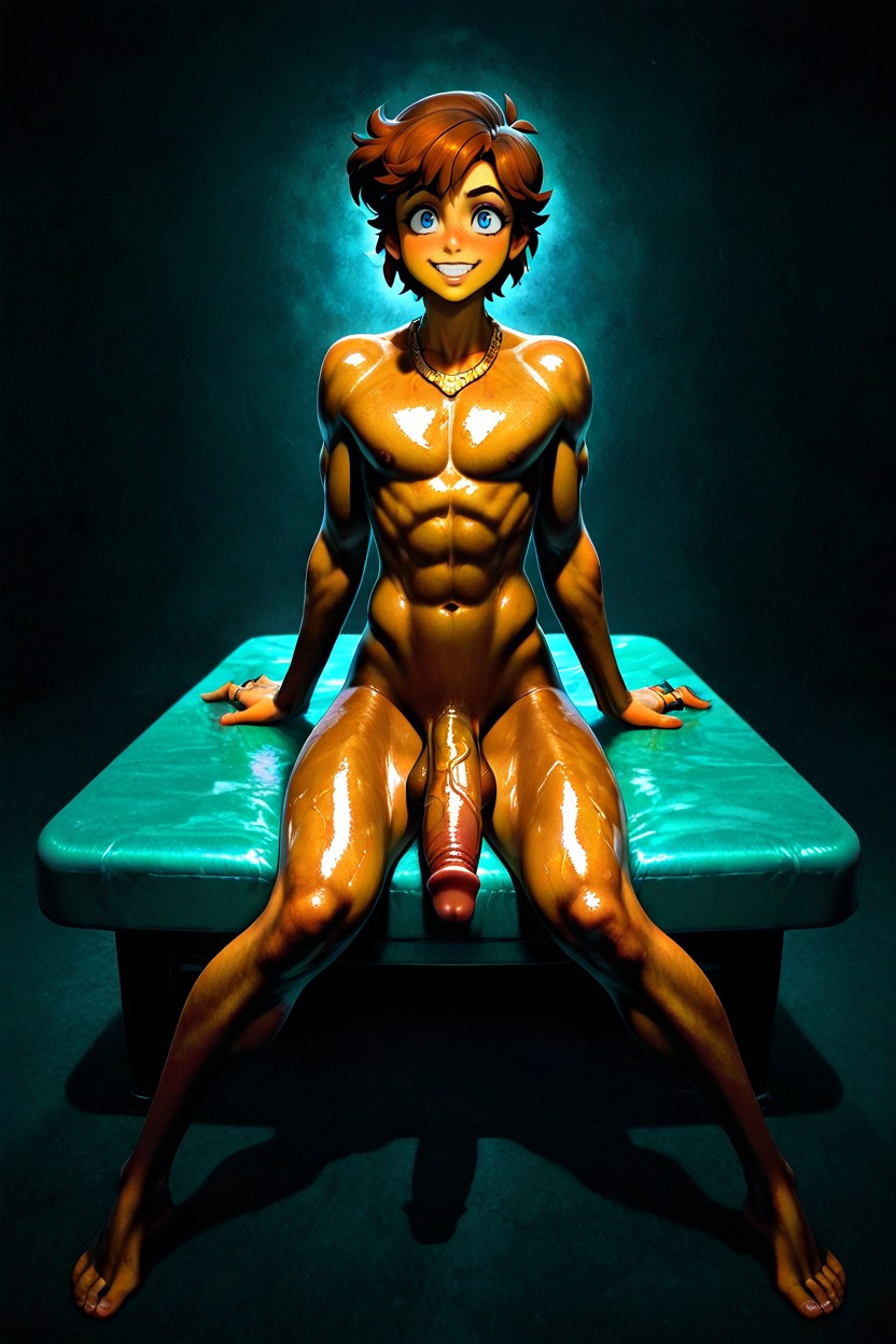 Full Nude, Gold Rings On Several Fingers, Standing AI Gay Porn