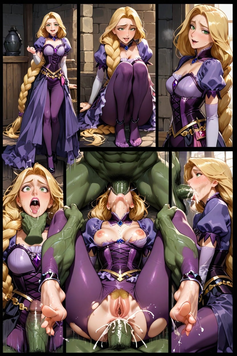 Spread Long Toes, Hyper Tall Woman, Blonde Pubes Hentai AI Porn