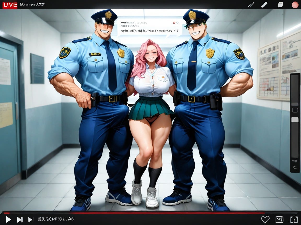 Police Station, Men Smiling, Uncensored AI Porn