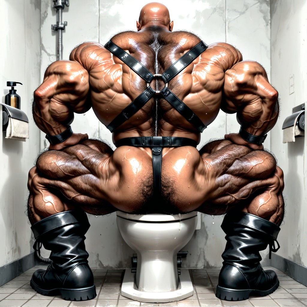 Extreme Hairy Legs Muscle Structure, Square Jaw, Dark Tanned Skin AI Gay Porn