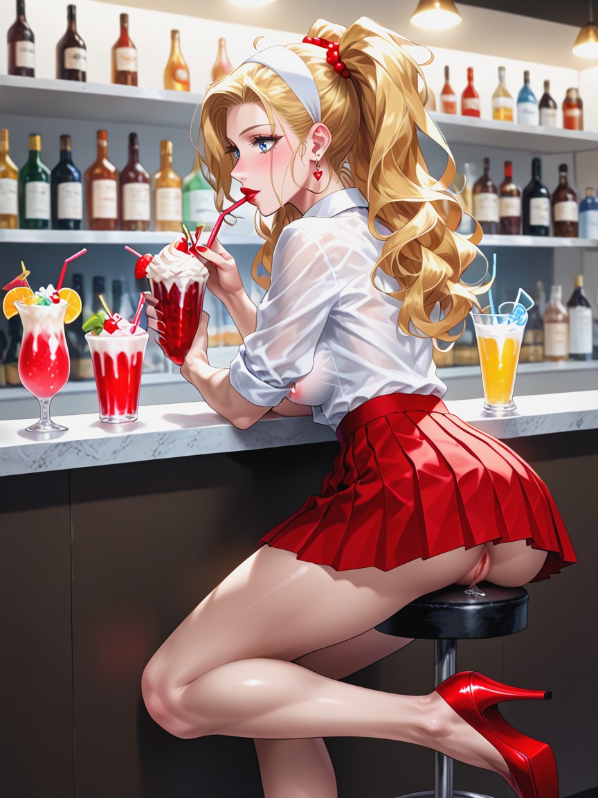 Ultra Detailed Face, High Ponytails, Breasts Exposed AI Porn