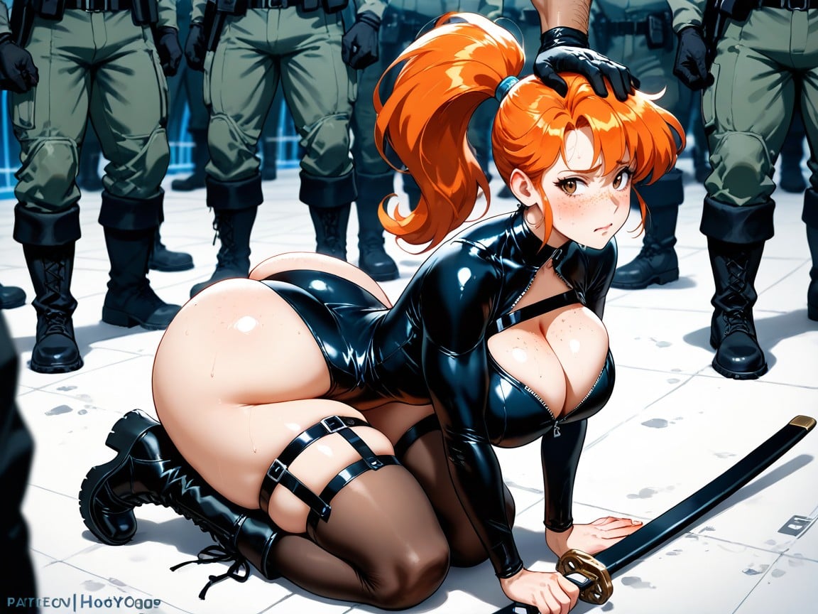 Huge Muscular Men, Thighs Exposed, Katana AI Porn