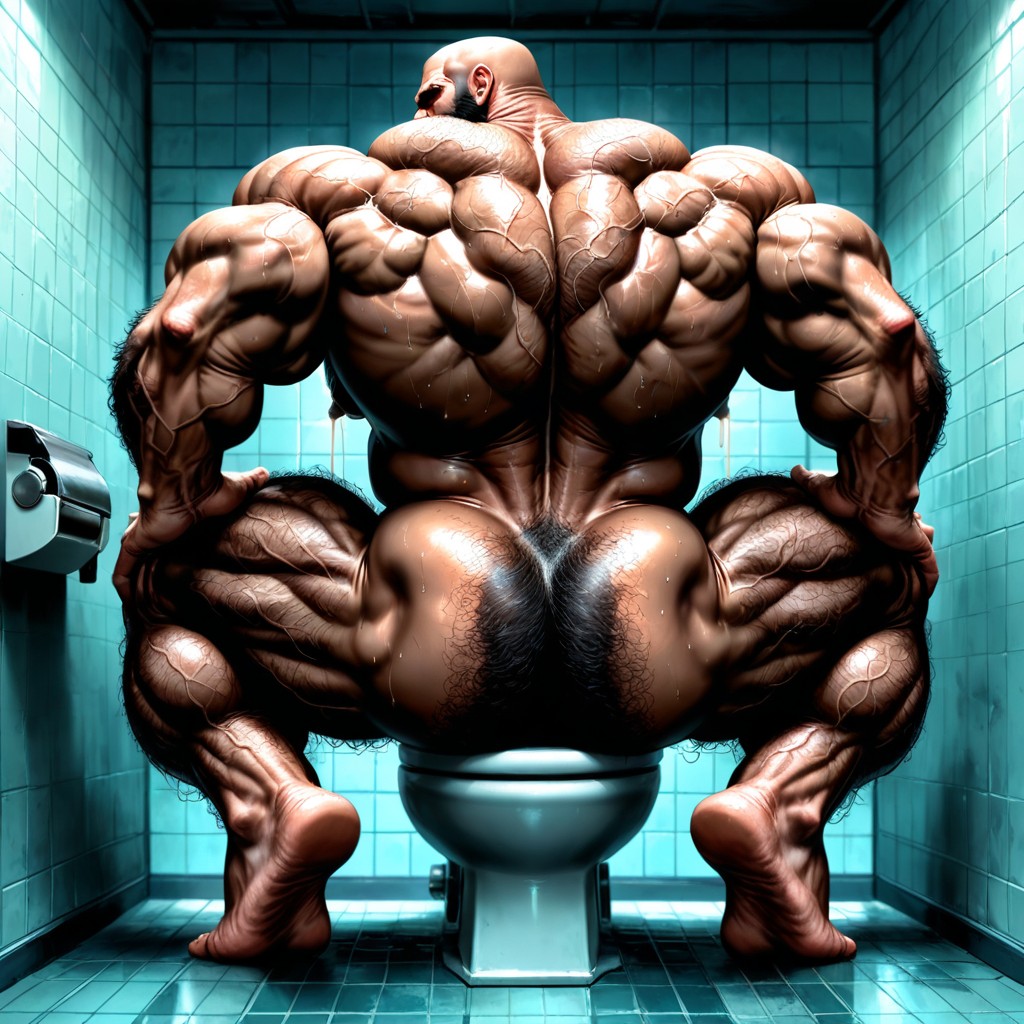 Beard, Bathroom Stall, Black Hair AI Gay Porn
