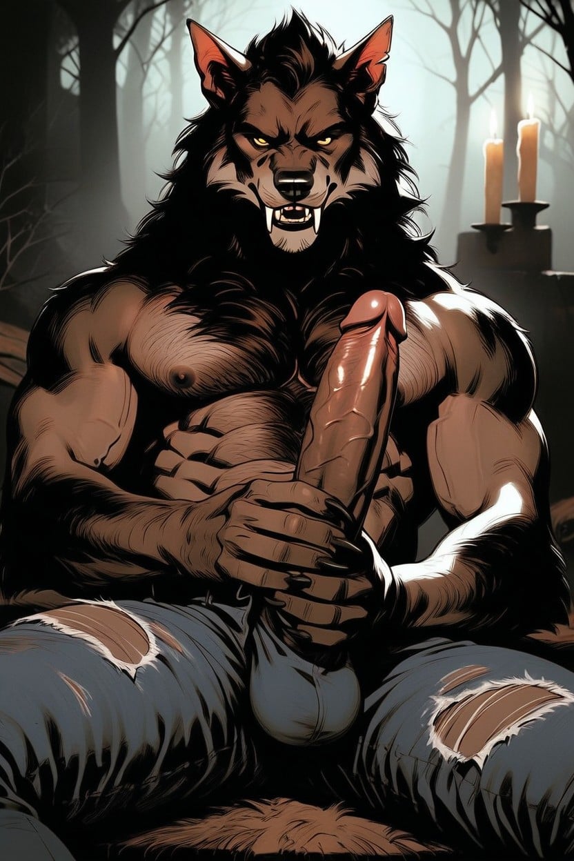 Masturbation, Werewolf, Werewolf Massive Penis Exposed AI Gay Porn
