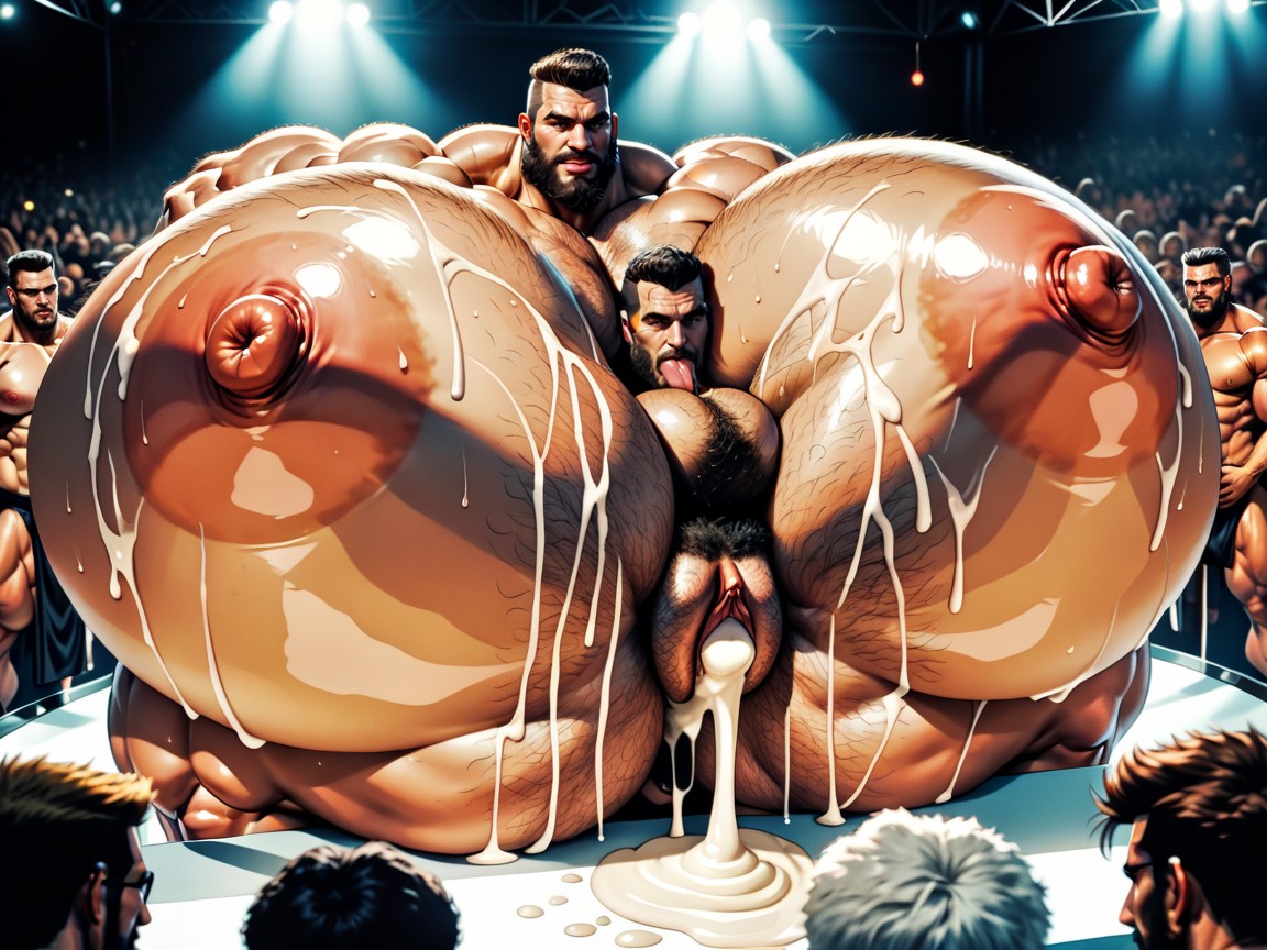 Hyper Boobs, Thick Bearded, Sideburns AI Porn