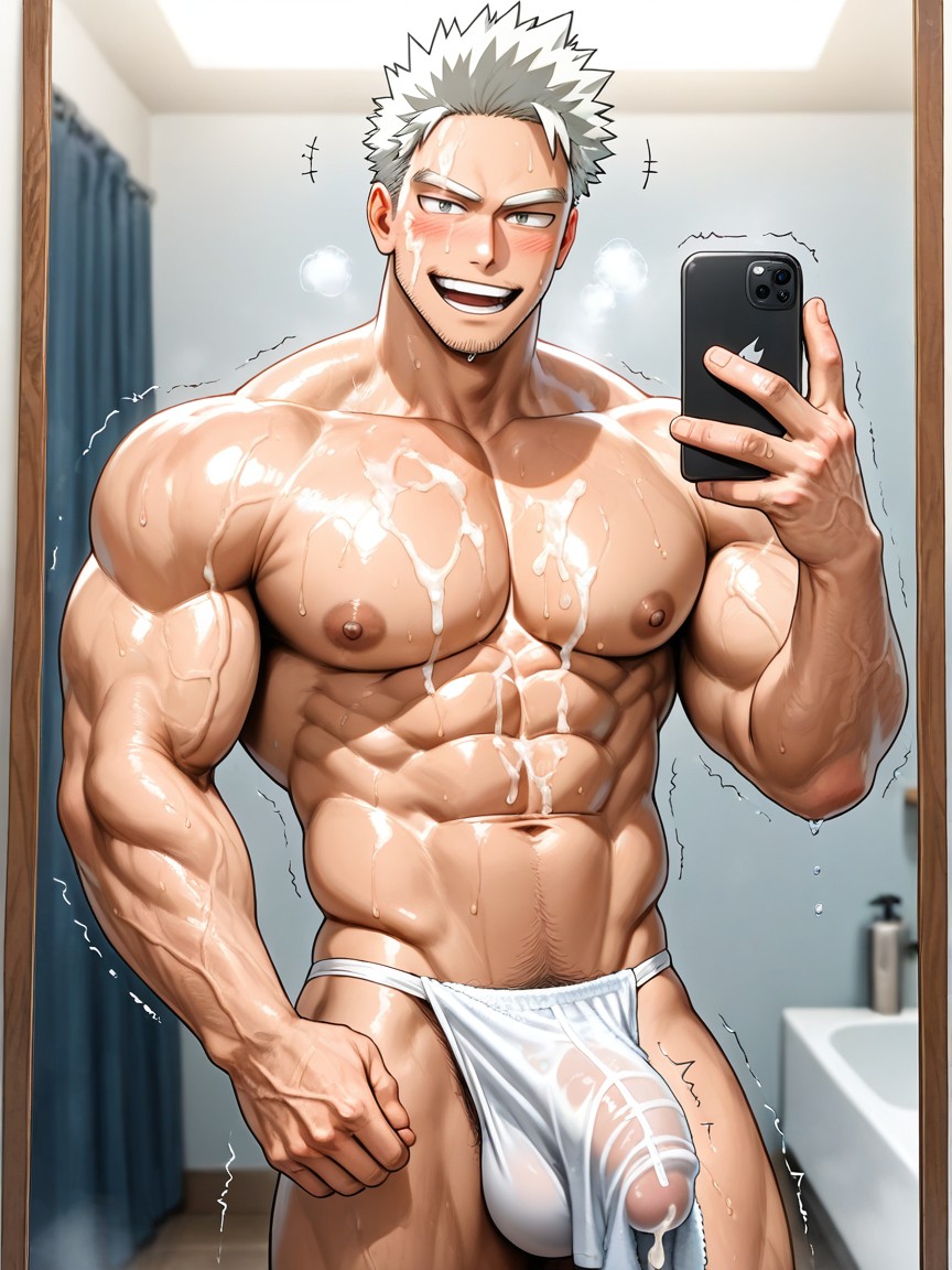 Muscle, Selfie, Erection In Thong Right Side AI Gay Porn